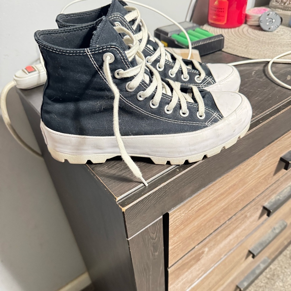 Converse Black High-Top Canvas Sneakers with White Soles